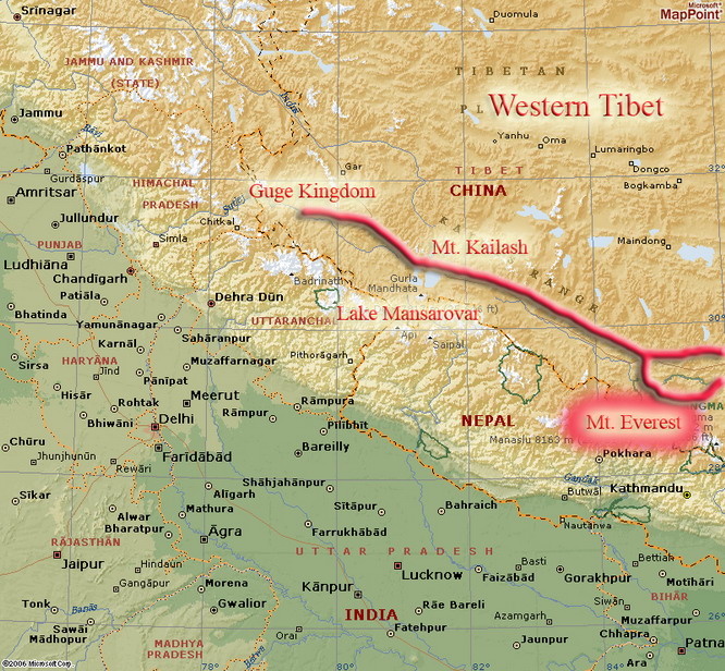  From Lake Mansarovar we headed east to the north face of Mt. Everest.